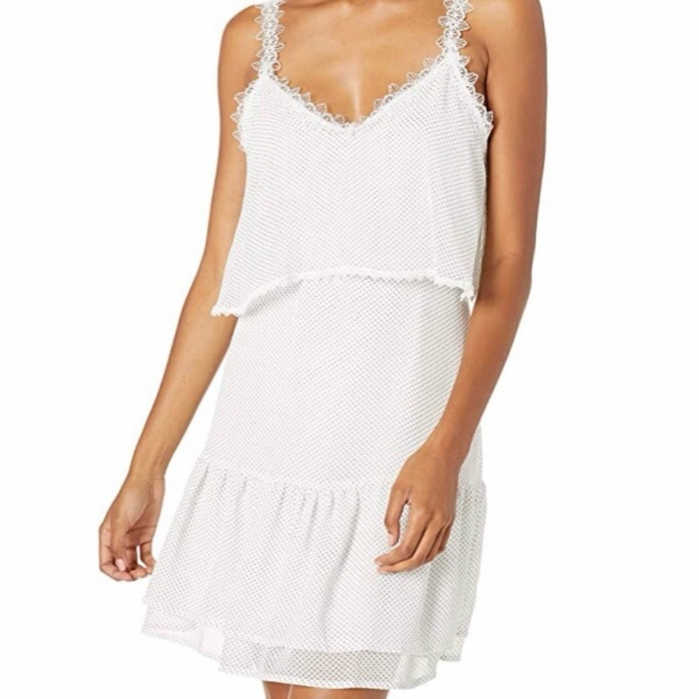 BB Dakota Polka Dot Mini Dress Lace Trim Coquette Cottagecore Sundress NWT